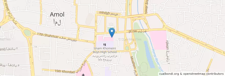 Mapa de ubicacion de آمل en 이란, استان مازندران‎, شهرستان آمل, بخش مرکزی, آمل.