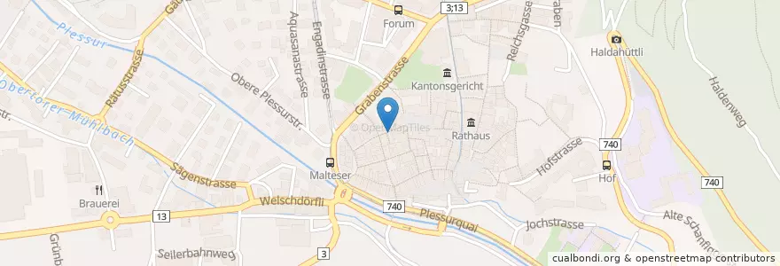 Mapa de ubicacion de Valentinos en Switzerland, Grisons, Plessur, Chur.