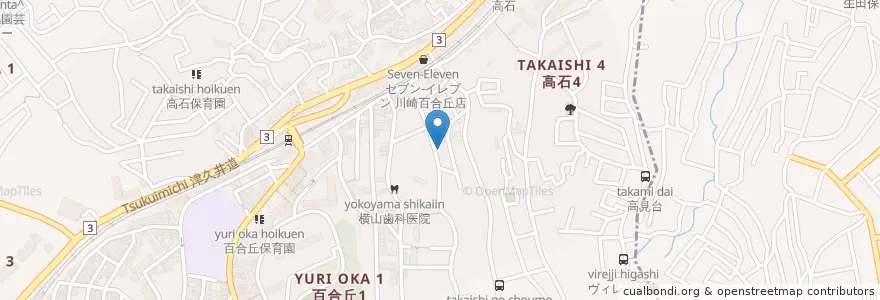 Mapa de ubicacion de 天理教 百合丘分教会 en 일본, 가나가와현, 川崎市, 아사오 구.