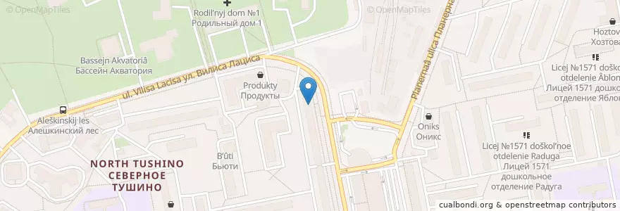 Mapa de ubicacion de Крамос en Rússia, Distrito Federal Central, Москва, Северо-Западный Административный Округ, Район Северное Тушино.