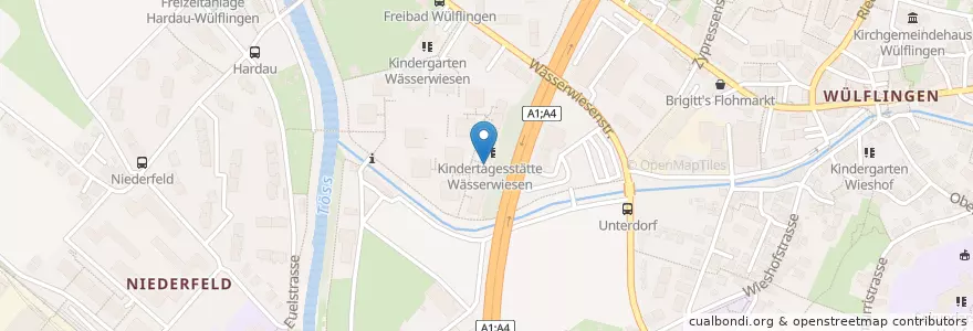 Mapa de ubicacion de Kinderhort Wässerwiesen en Switzerland, Zürich, Bezirk Winterthur, Winterthur.