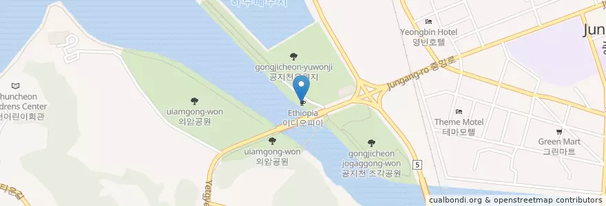 Mapa de ubicacion de 이디오피아 en 대한민국, 강원도.