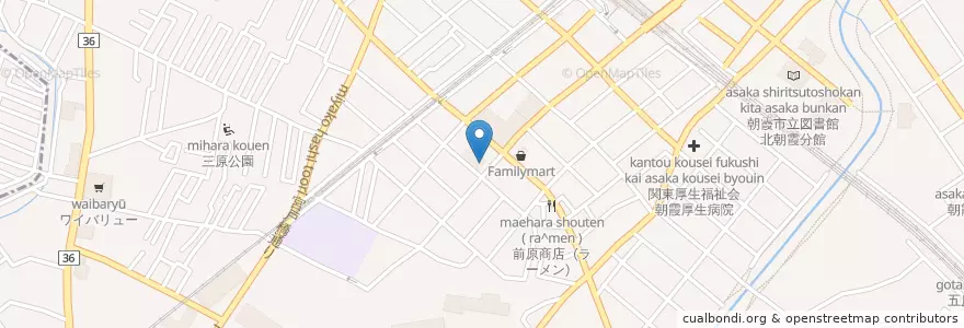 Mapa de ubicacion de セイムス en 日本, 埼玉县, 朝霞市.
