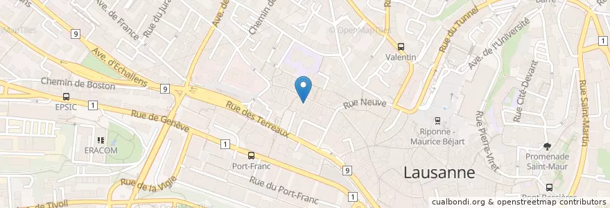 Mapa de ubicacion de Lotus Bleu Club en Suíça, Vaud, District De Lausanne, Lausanne.