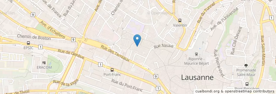 Mapa de ubicacion de Cabaret Tiffany en سويسرا, فود, District De Lausanne, لوزان.
