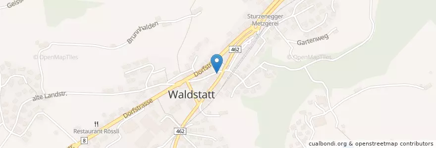 Mapa de ubicacion de Restaurant Schäfli en Zwitserland, Appenzell Ausserrhoden, Sankt Gallen, Hinterland, Waldstatt.