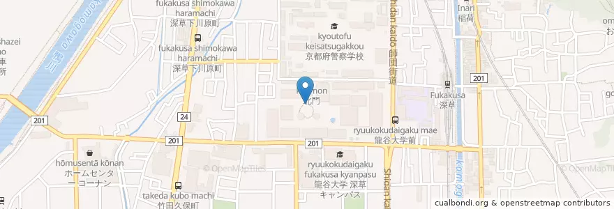 Mapa de ubicacion de 龍谷大学 深草キャンパス en اليابان, 京都府, 京都市, 伏見区.