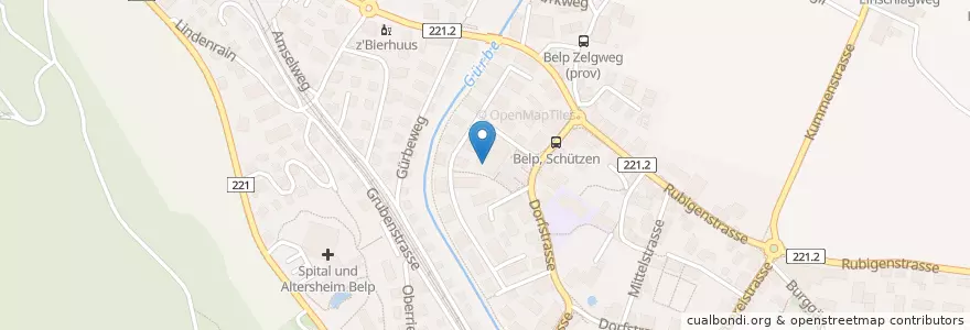 Mapa de ubicacion de Coop Restaurant en İsviçre, Bern/Berne, Verwaltungsregion Bern-Mittelland, Verwaltungskreis Bern-Mittelland, Belp.