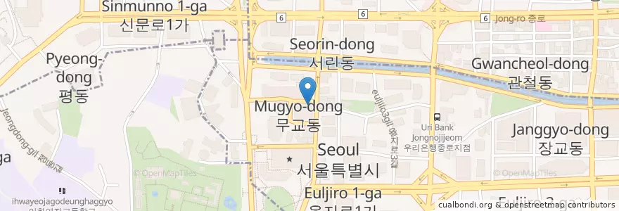 Mapa de ubicacion de 스타벅스 무교동점 en Corea Del Sur, Seúl, 명동.