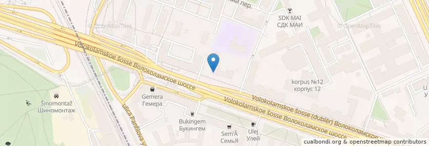Mapa de ubicacion de СДЮШОР №74 en 俄罗斯/俄羅斯, Центральный Федеральный Округ, Москва, Район Сокол.