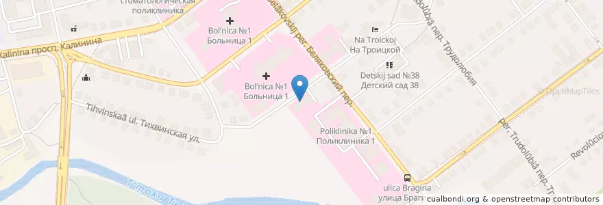 Mapa de ubicacion de Тверская станция скорой медицинской помощи en Russia, Central Federal District, Tver Oblast, Tver, Kalininsky District.