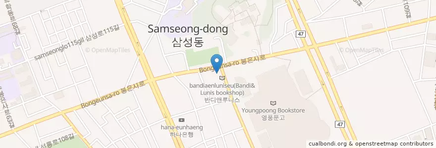 Mapa de ubicacion de Espressamente en Coreia Do Sul, Seul, 강남구, 삼성동, 삼성1동.