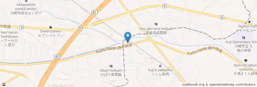 Mapa de ubicacion de マクドナルド 久地駅前店 en Japão, 神奈川県, 川崎市.