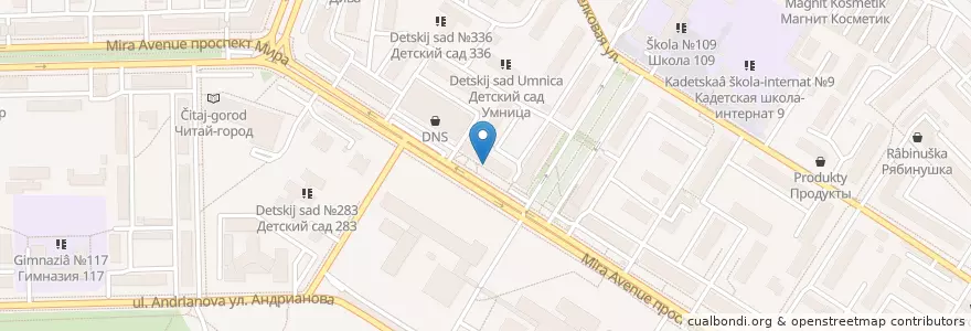 Mapa de ubicacion de Госаптека №160 en ロシア, シベリア連邦管区, オムスク州, オムスク地区, オムスク管区.