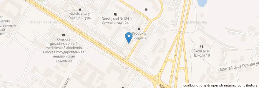 Mapa de ubicacion de Омск 644080 en روسيا, Сибирский Федеральный Округ, أوبلاست أومسك, Омский Район, Городской Округ Омск.