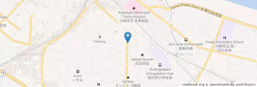 Mapa de ubicacion de ちょうちん亭 en Japão, 神奈川県, 川崎市, 多摩区.