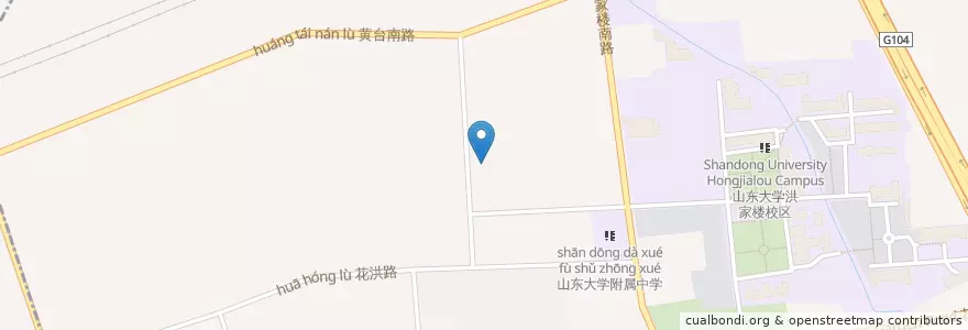 Mapa de ubicacion de 洪家楼街道 en 中国, ツャントン;山東, チーナン;済南市, 历城区, 洪家楼街道.