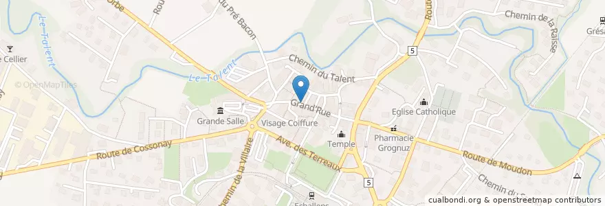 Mapa de ubicacion de James pub en Switzerland, Vaud, District Du Gros-De-Vaud, Echallens.