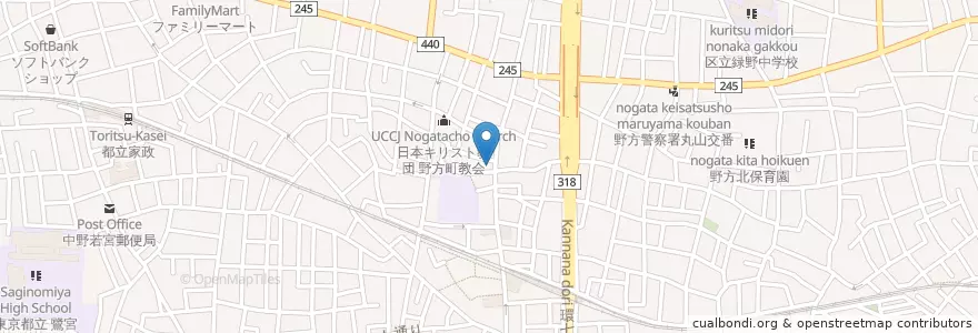 Mapa de ubicacion de 野方薬品 北原店 en 日本, 東京都, 中野区.
