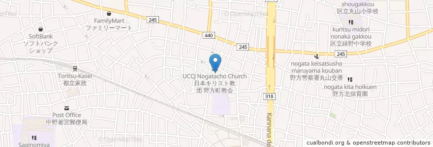 Mapa de ubicacion de 日本キリスト教団 野方町教会 en Japan, Tokio, 中野区.