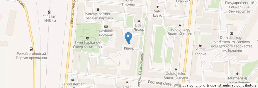 Mapa de ubicacion de Pin-up en ロシア, 北西連邦管区, Мурманская Область, Городской Округ Мурманск.