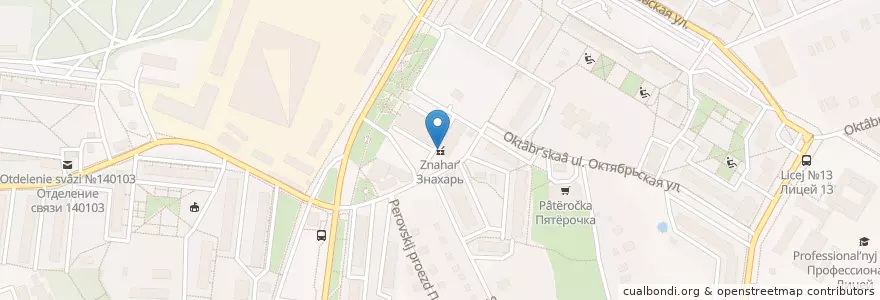 Mapa de ubicacion de Знахарь en ロシア, 中央連邦管区, モスクワ州, Раменский Городской Округ.