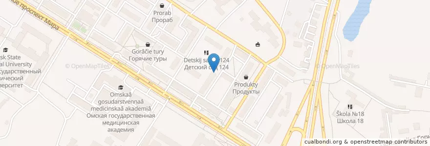 Mapa de ubicacion de Библиотека им. Герцена en Russie, District Fédéral Sibérien, Oblast D'Omsk, Омский Район, Городской Округ Омск.