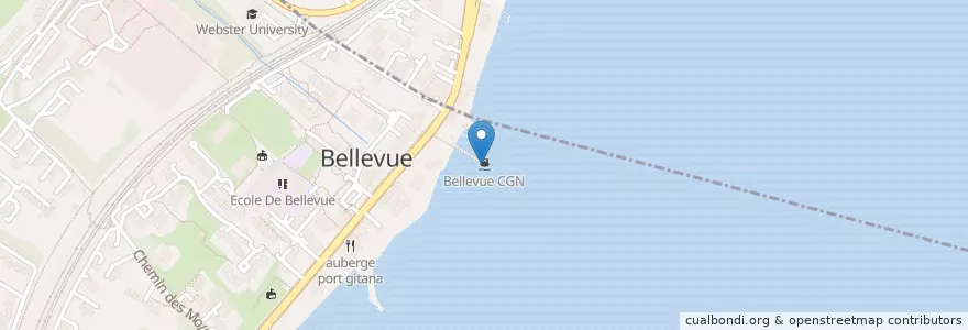 Mapa de ubicacion de Bellevue (lac) en Svizzera, Ginevra, Ginevra, Bellevue.