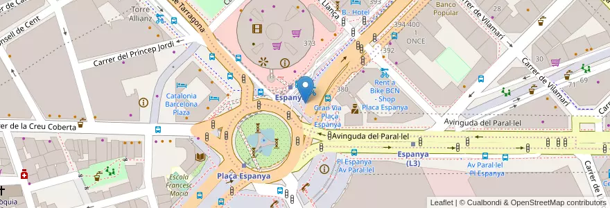 Mapa de ubicacion de 93 - Gran Via 375 en Sepanyol, Catalunya, Barcelona, Barcelonès, Barcelona.