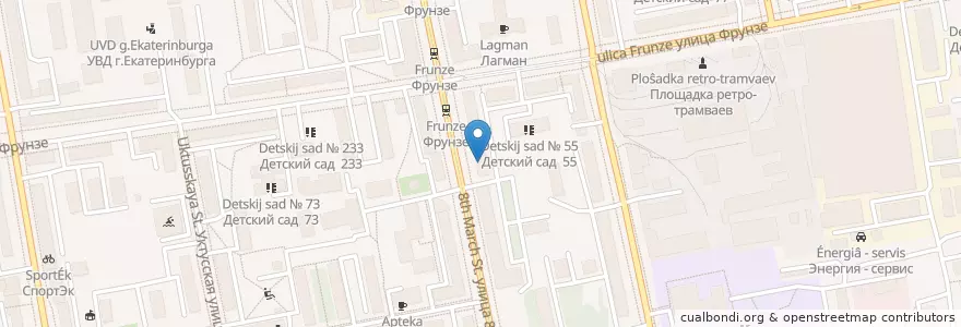 Mapa de ubicacion de Yoshi Toshi en Rússia, Уральский Федеральный Округ, Свердловская Область, Городской Округ Екатеринбург.