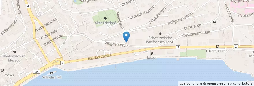 Mapa de ubicacion de Luzern Hofkirche en Schweiz/Suisse/Svizzera/Svizra, Luzern, Luzern.