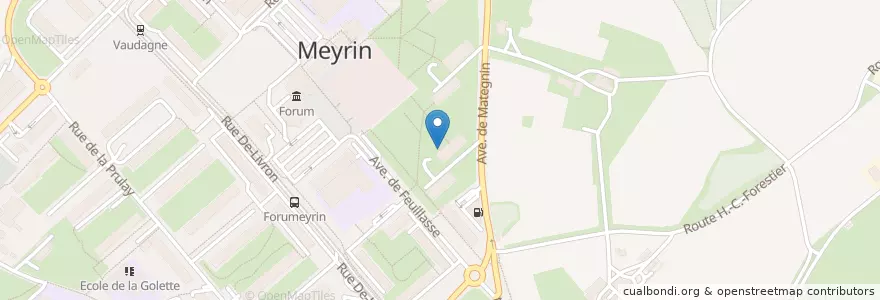 Mapa de ubicacion de Meyrin Mategnin en 스위스, Genève, Meyrin, Genève, Meyrin.