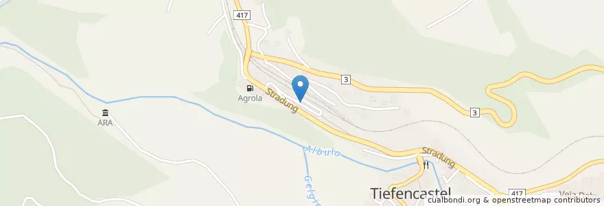 Mapa de ubicacion de Tiefencastel Bahnhof en 瑞士, Graubünden/Grigioni/Grischun, Albula, Albula/Alvra.