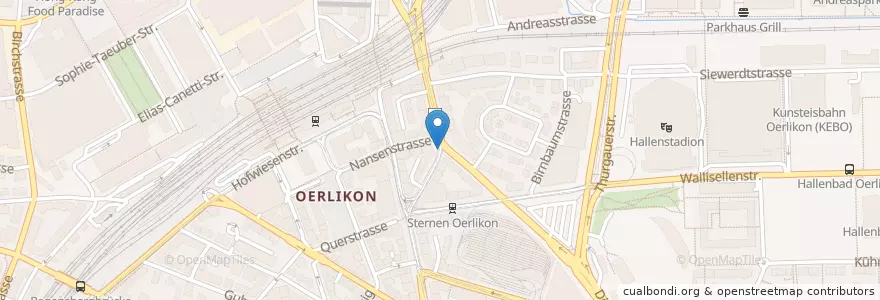 Mapa de ubicacion de Zürich Oerlikon / Schaffhauserstrasse en Suisse, Zurich, District De Zurich, Zurich.