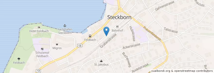Mapa de ubicacion de Steckborn Bahnhof en Suiza, Turgovia, Steckborn.