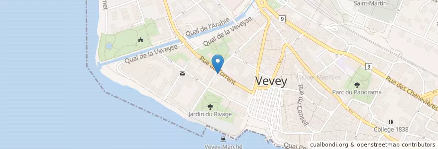 Mapa de ubicacion de Vevey Place du Marché / Rue de la Madeleine en سويسرا, فود, Vevey.