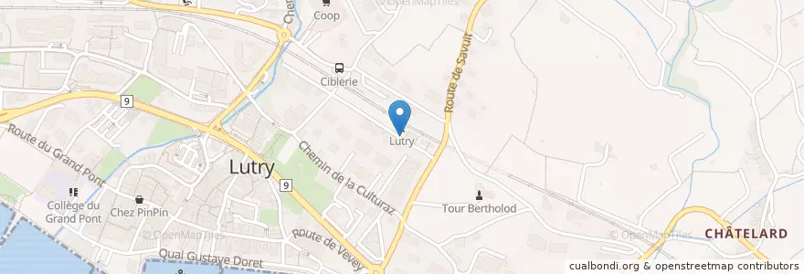 Mapa de ubicacion de Lutry Gare en سويسرا, فود, District De Lavaux-Oron.