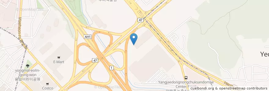 Mapa de ubicacion de 신한은행 en 대한민국, 서울, 서초구, 양재동, 양재2동.