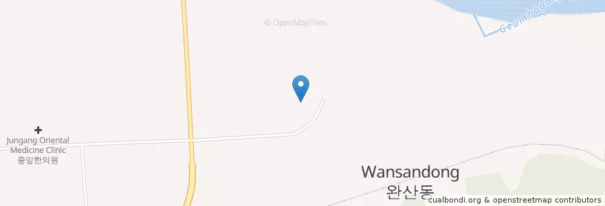Mapa de ubicacion de 완산동 en 대한민국, 경상북도, 영천시, 완산동.
