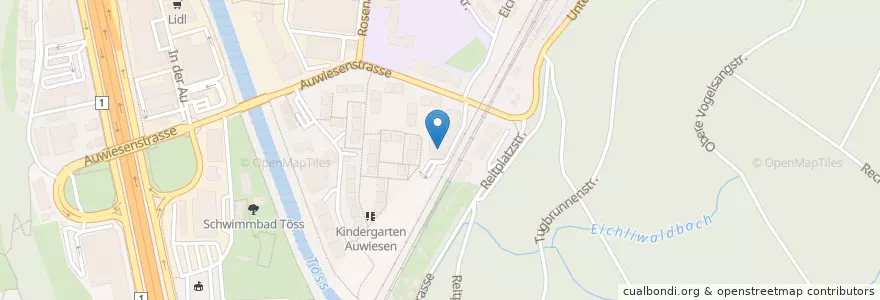 Mapa de ubicacion de Kinderkrippe Zwerglihuus en Швейцария, Цюрих, Bezirk Winterthur, Winterthur.