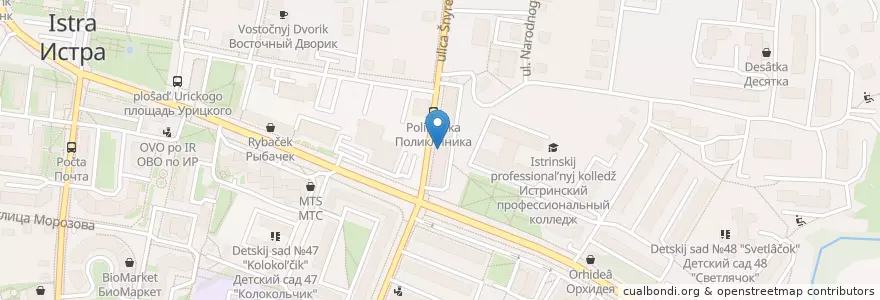 Mapa de ubicacion de Детская поликлиника en 俄罗斯/俄羅斯, Центральный Федеральный Округ, 莫斯科州, Городской Округ Истра.