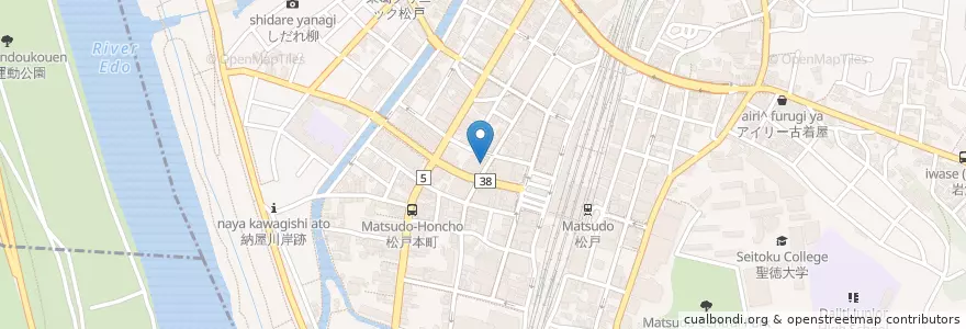 Mapa de ubicacion de ラーメン大学 en Japão, 千葉県, 松戸市.