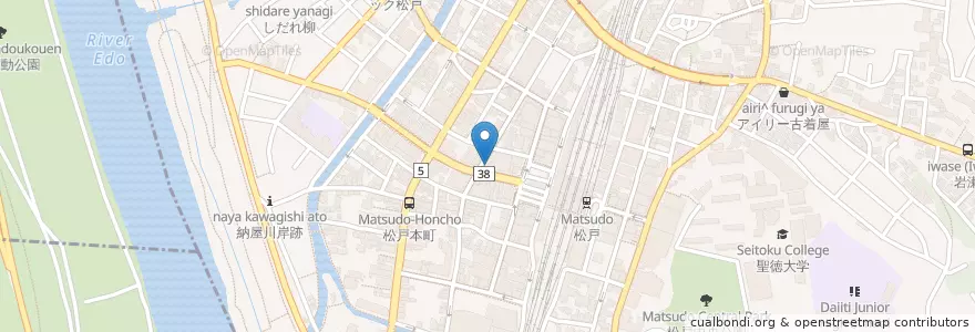 Mapa de ubicacion de 松戸薬局 en 일본, 지바현, 松戸市.