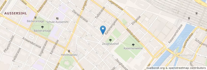 Mapa de ubicacion de Kanonaegass en Suisse, Zurich, District De Zurich, Zurich.