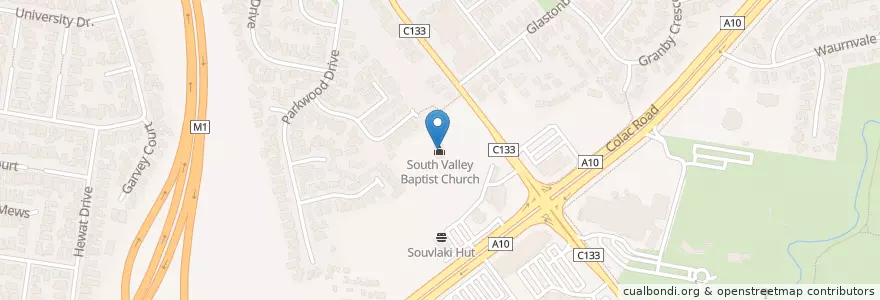 Mapa de ubicacion de South Valley Baptist Church en Australia, Victoria, City Of Greater Geelong.