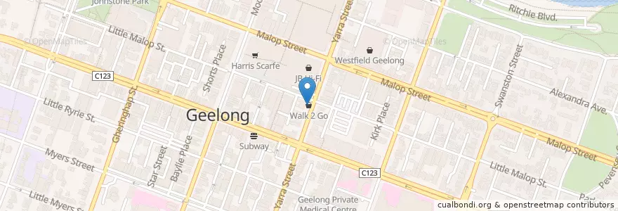 Mapa de ubicacion de Moo Mouth Coffee en أستراليا, ولاية فيكتوريا, City Of Greater Geelong.