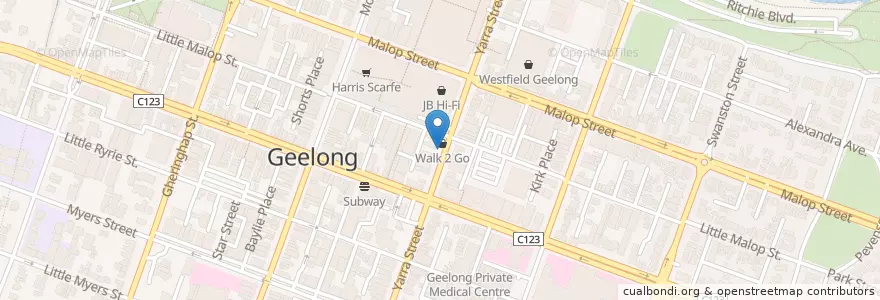 Mapa de ubicacion de Oriental Source en Australië, Victoria, City Of Greater Geelong.