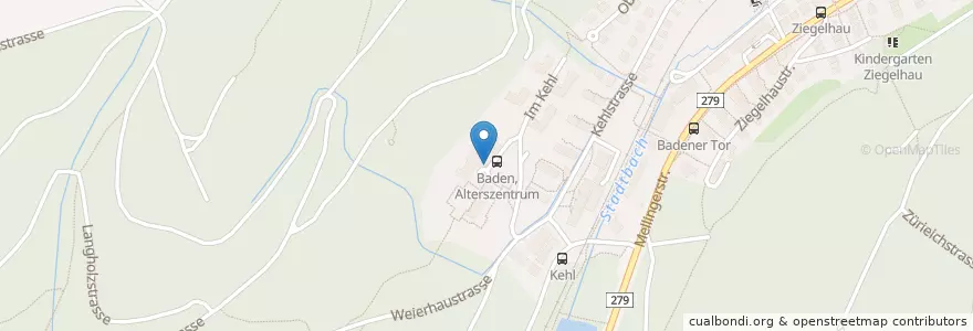 Mapa de ubicacion de Moccalino en Suiza, Aargau, Bezirk Baden, Baden.