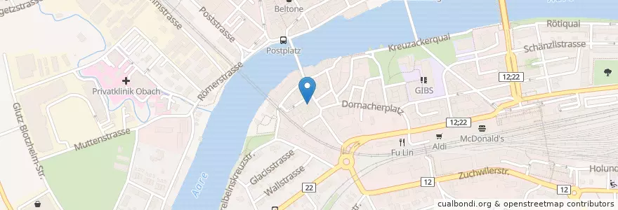 Mapa de ubicacion de Trattoria Napoli en Schweiz/Suisse/Svizzera/Svizra, Solothurn, Amtei Solothurn-Lebern, Bezirk Solothurn, Bezirk Wasseramt, Solothurn.