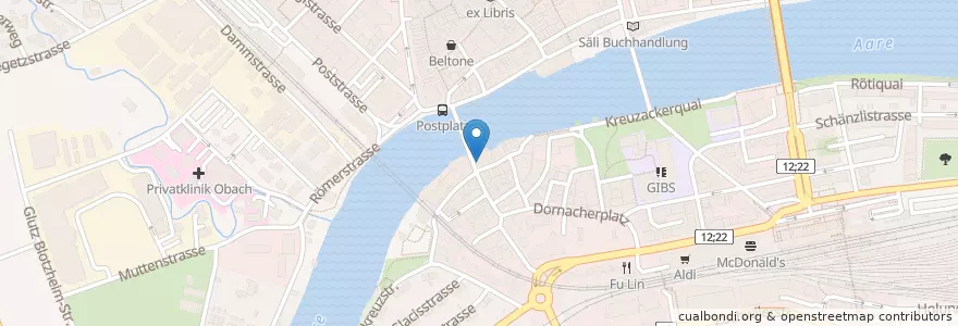 Mapa de ubicacion de The Dock en Suisse, Soleure, Amtei Solothurn-Lebern, Bezirk Solothurn, Bezirk Wasseramt, Solothurn.